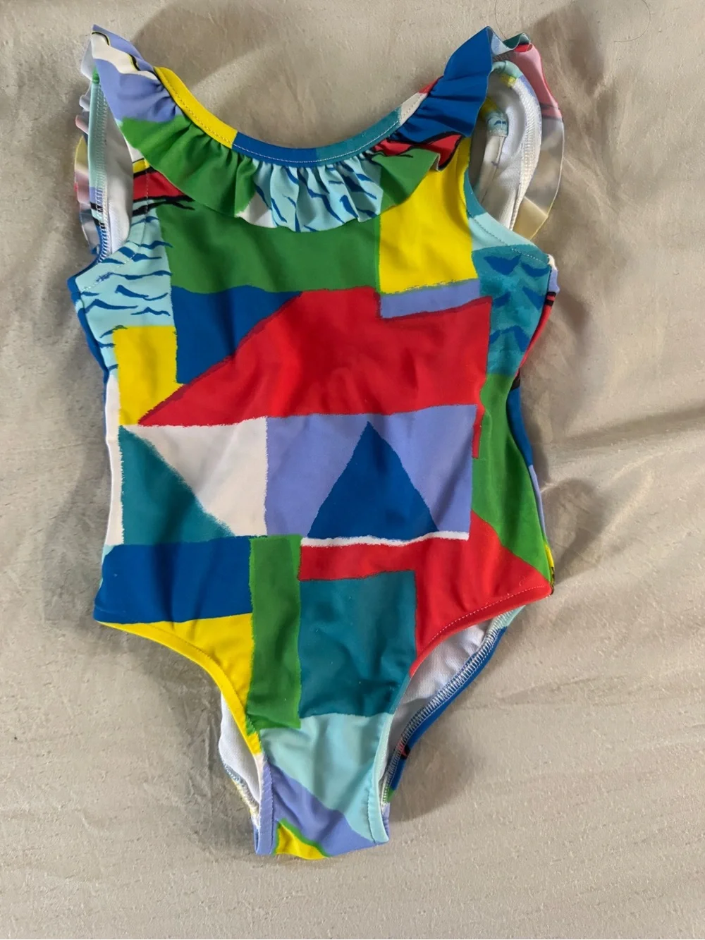 Ralph Lauren Baby Girls 9M Colorblock Ruffle One Piece Swimsuit Preppy